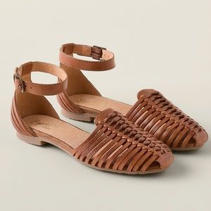 Seychelles cognac leather Huarache sandals US 7.5